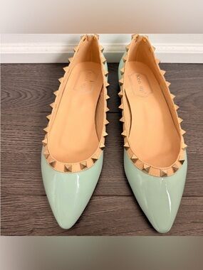 Mint Green Studded Flats